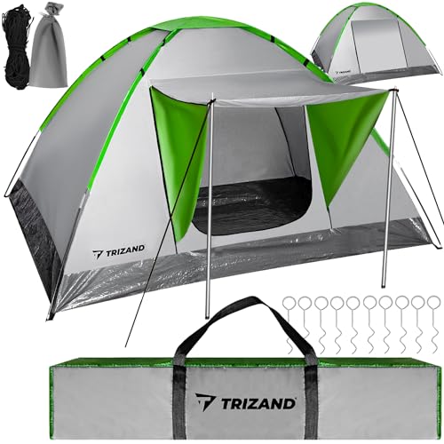 TRIZAND Campingzelt Montana mit Vordach 4 Personen Wasserdicht Moskitonetz...