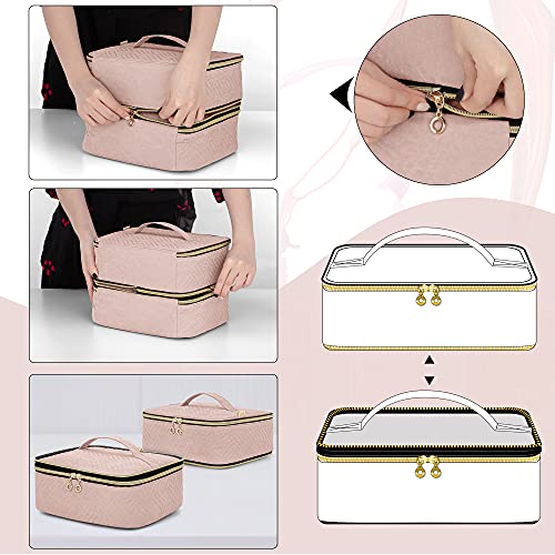 Luxja Detachable 2 Layers Nail Polish Organizer - Hold 60 Bottles (15Ml - 0.5 Fl.oz), Nail Polish Case With Tools Storage Pockets (Patented Design), Pale Rose #TOP3