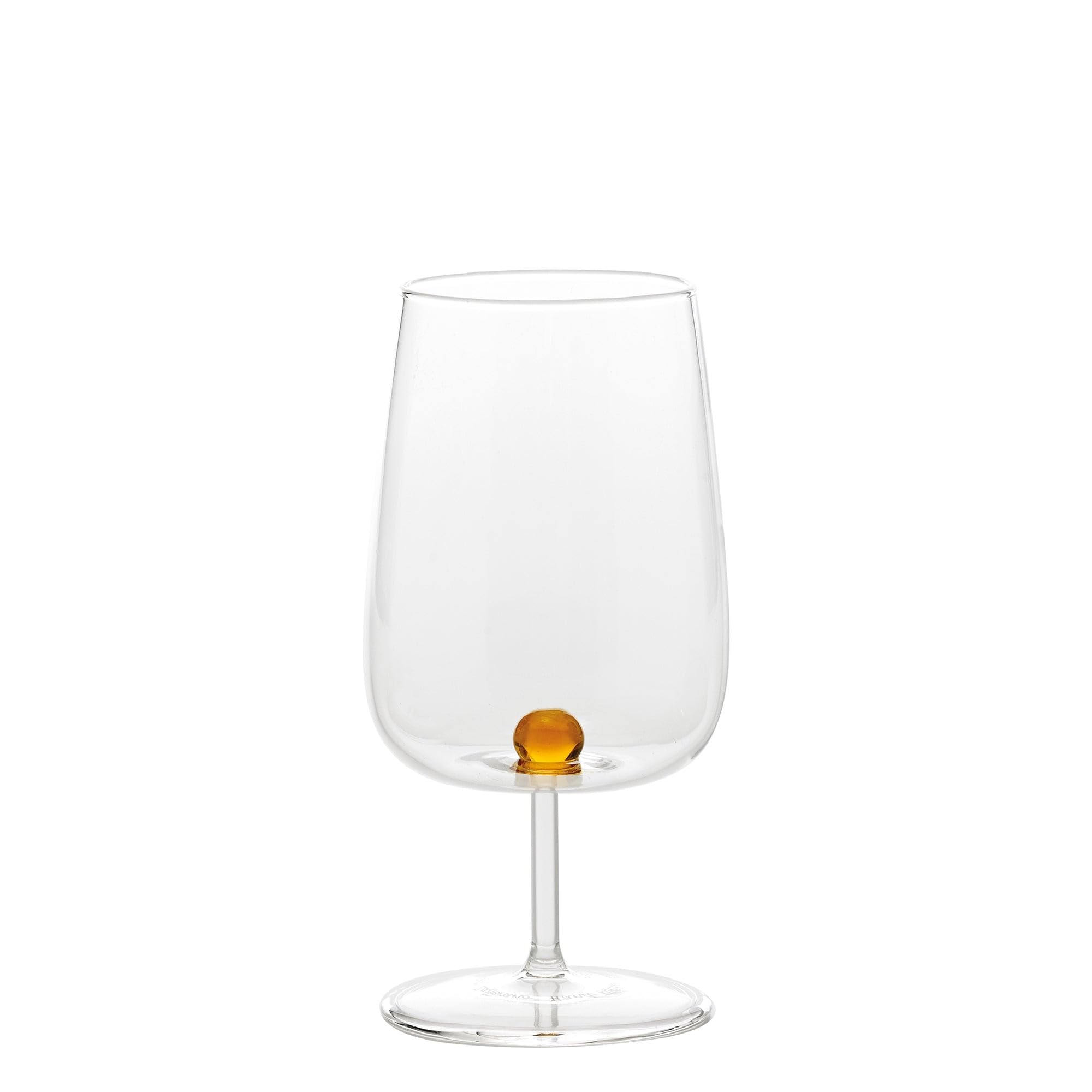 Verre à vin avec sphère décorative interne jaune or lot de 6 pièces
