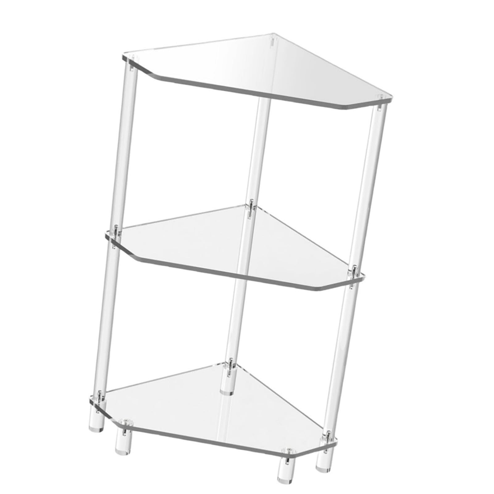 MICFENY Clear Sturdy Acrylic Corner Shelf Three Tiers Side Table Accessory for Living Room or Bedroom Space Saving Designs