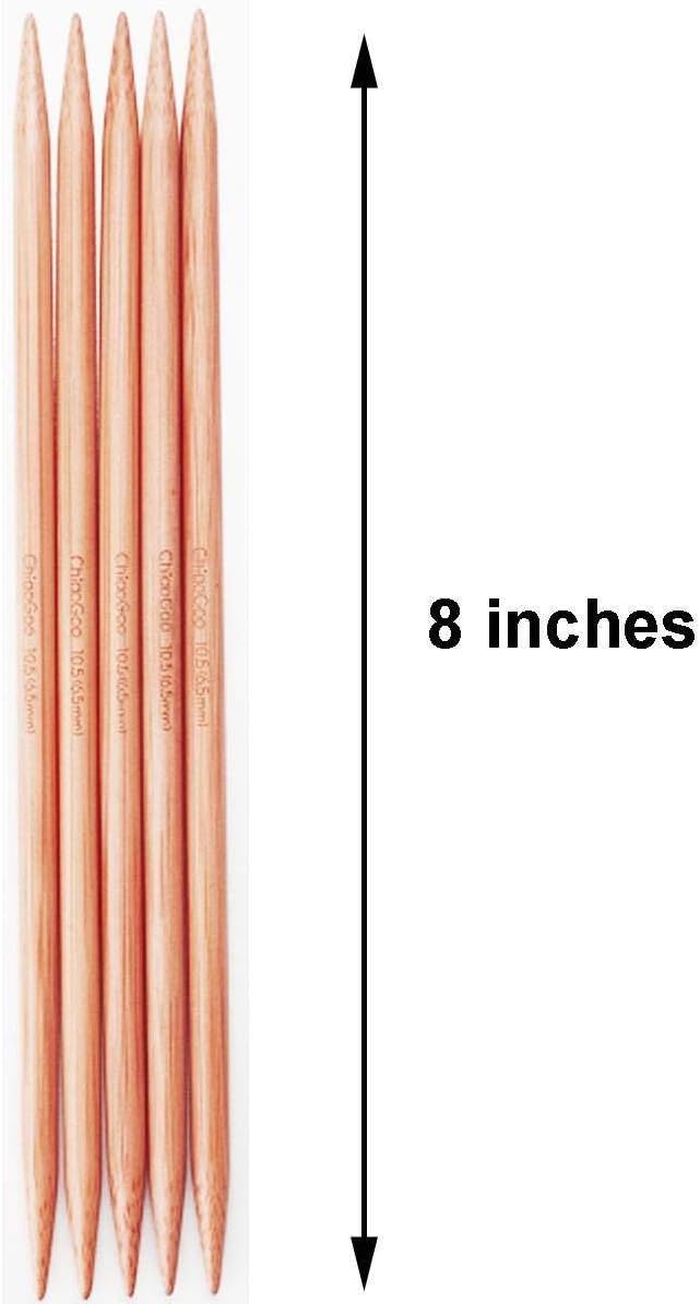 ChiaoGoo Knitting Needles DPN Double Pointed 8 inch (20cm) (Set of 5) Bamboo Dark Patina Size US 15 (10mm) 1037-15 with Stitch Holder