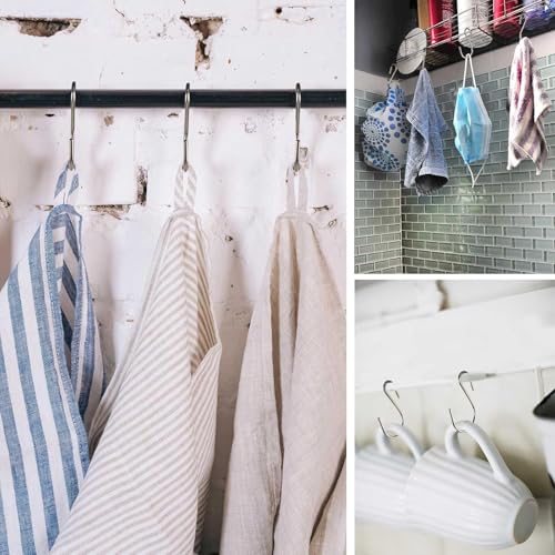 20Pcs S Hooks for Hanging, Made of Stainless Steel, S Shaped Iron Wire Hook Hanger for Hanging Jewelry Small Kitchenware Potted Plants, Silver (S-20)