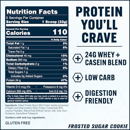 Image of PEScience Select Protein Powder, Whey and Casein Blend, Lean Protein Powder for Women and Men, Low Calorie, Low Carb, Keto Friendly, Gluten Free, Frosted Sugar Cookie - 5 Servings
