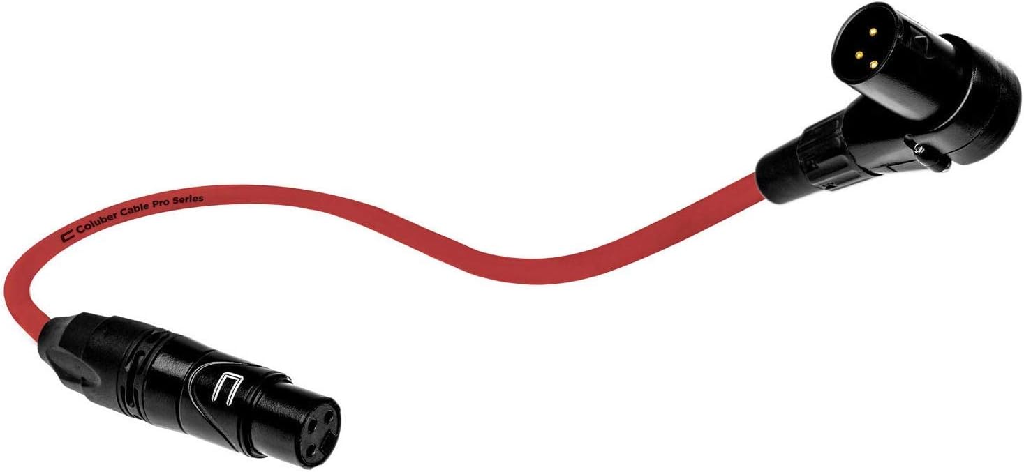 Balanced XLR Cable Right Angle Male to Straight Female - 200 Feet Red - Pro 3-Pin Microphone Connector for Powered Speakers, Audio Interface or Mixer for Live Performance & Recording
