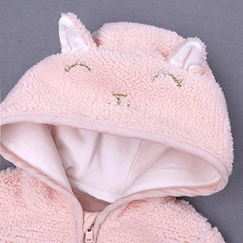 Infant Boys Girls Fleece Hooded Jacket with Ears Thicken Windproof Warm Coat Kids 𝗖artoon Outwear with Pocket3