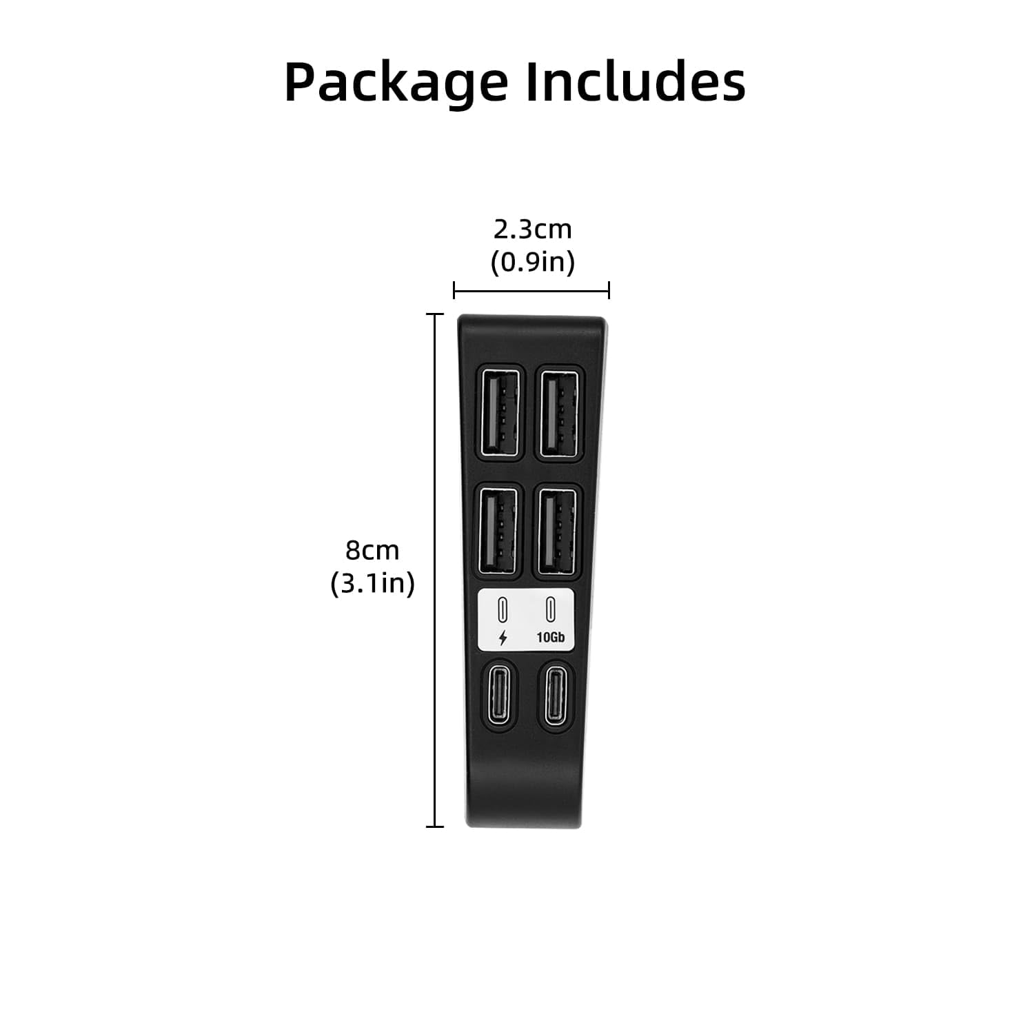 Hub USB per PS5 Slim, 6 in 1 Adattatore di Espansione Delle Porte USB con 4 * USB A e 2 * Tipo C per la Ricarica e L'espansione ad Alta Velocità Compatibile con PS5 Slim Disc/Digital- Nero