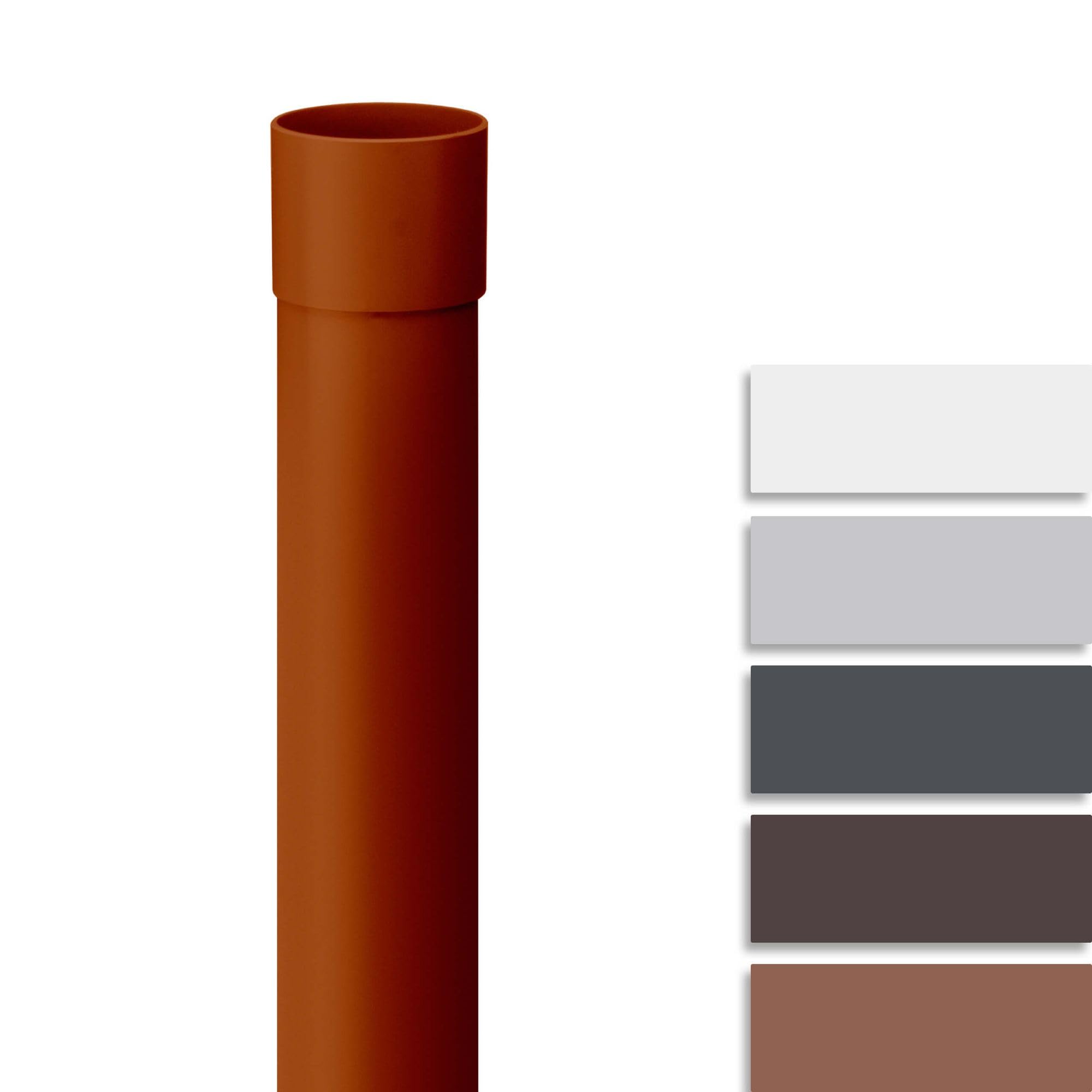 INEFA Downpipe 100 cm, PVC 75mm, Brown Downpipe Gutter Accessories, Simple Push-fit Installation, Made in Germany