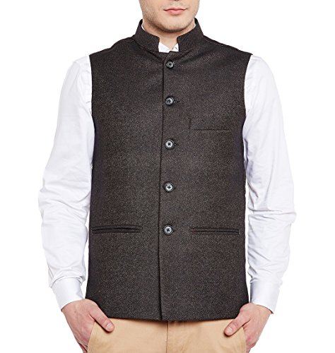 Image of WINTAGE Men's Tweed Bandhgala Festive Nehru Jacket Waistcoat -7 Colors