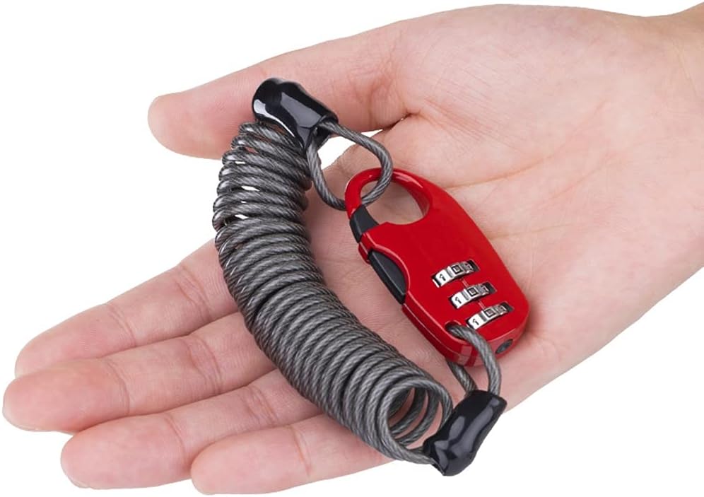 Mini Bike Lock Moto Cycling Helmet Bicycle Cable Lock Anti-Theft Password Motorcycle Lock Bicycle Accessories (Color : White, Size : 90cm) (White 90cm)