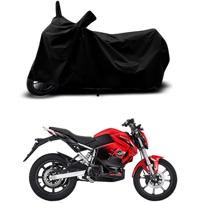 Image of 100% Scratchproof /UV-Rays /Heat Protection /Birds Dropping /Water Resistant /Dust Proof /Waterproof /Bike Scooty Two Wheeler Body Cover Compatible for Revolt RV Cafe Racer All Varients[Black]