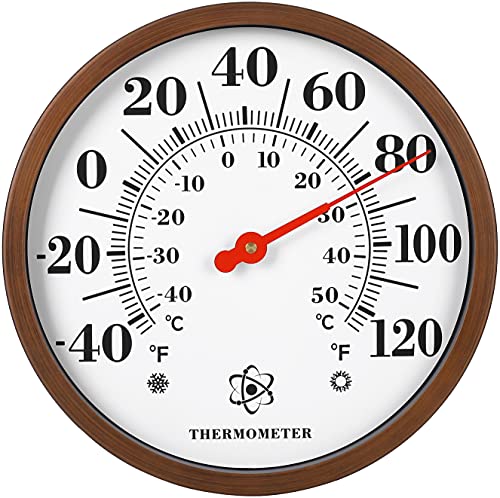 MIKSUS 12.3" New Premium Steel Thermometer Outdoor Indoor Large Decorative (Upgraded Accuracy and Design)