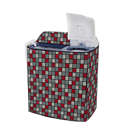 Image of Covernest Semi Automatic Washing Machine Cover, Dustproof, Compatible with 6 Kg - 7.5 Kg Washing Machines (WMC-RED CHECK SEMI)