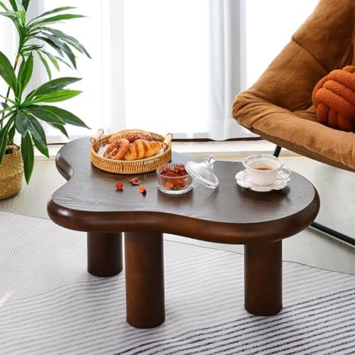 34'(L) Cloud Coffee Table, Modern Wood Coffee Table for Living Room, Accent Unique Center Tables with 3 Legs, Small Tea Tables for Balcony, Patio,...