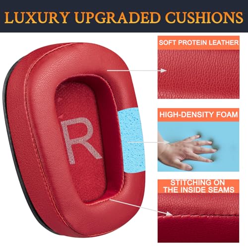 Image of SOULWIT Protein Leather Ear Pads Cushions Replacement for Logitech G35 G930 G933 G935 G633 G635 G533 G430 G431 G432 G433 Gaming Headset, Earpads for G332 G230 G231 G233 Headphones - Red