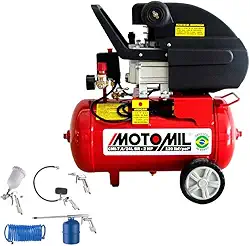 Motocompressor de Ar Motomil 7,6PCM 24 Litros com Motor 2HP CMI 7,6/24L Monofásico (220V) + Kit de Acessórios com 5 Peças