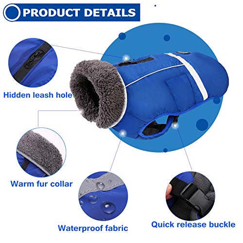 Image of QBLEEV Warm Dog Coat, Reflective Dog Jacket, Waterproof Dogs Winter Coat