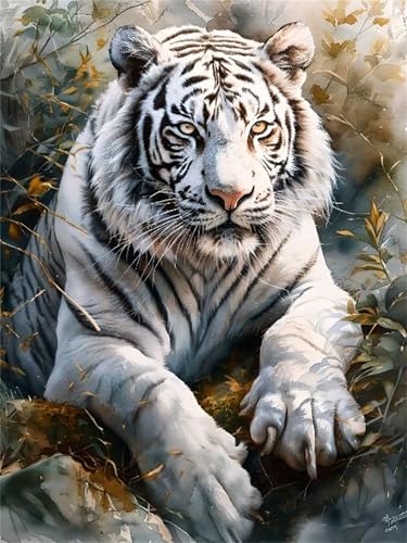 Peinture par numéro animal sur toile infroissable 80x100cm avec acryliques d'art