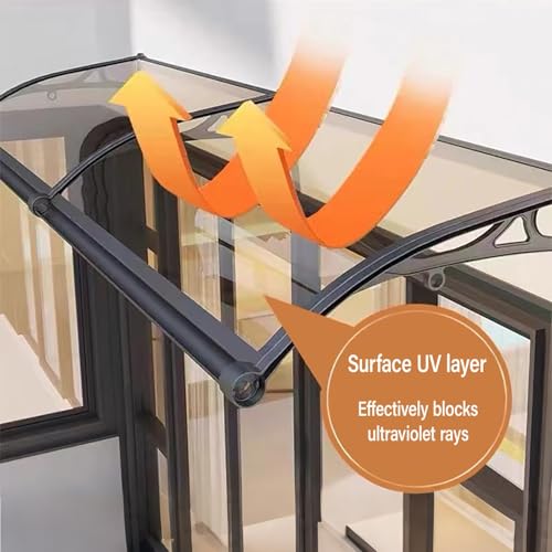 Auvent de porte transparent en polycarbonate avec support noir L6