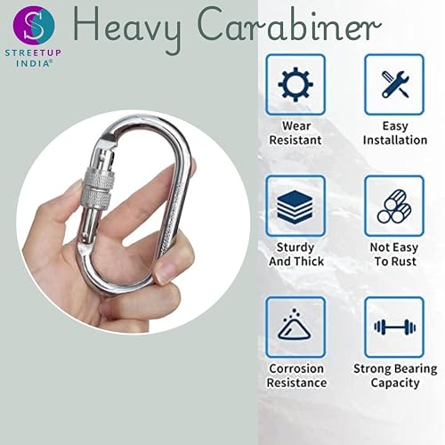 Image of Streetup India Nylon 6 Loop Strong Daisy Chain With Carabiner for Extension of Aerial Hammock, Yoga Swing| Climbing /Hanging Strap (Set of 2)