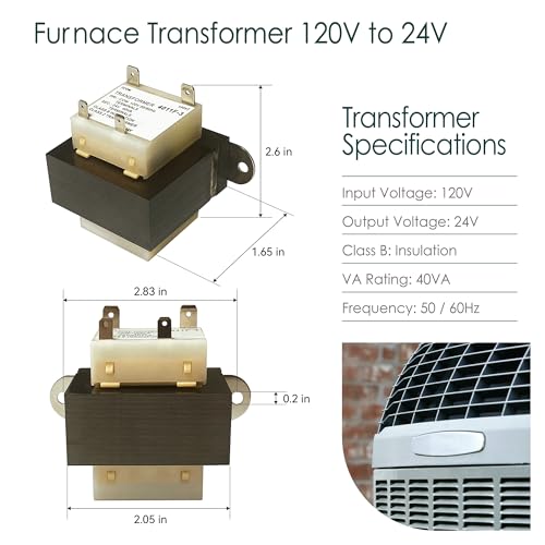 Image of 4011F-3 120V to 24V Furnace Transformer Compatible with Trane, Goodman, Amana HVAC Furnaces, 24 Volt Transformer 50 /60Hz 40VA Replaces TRR01729 TRR1729 TRR00784 TRR-0784 TRR0784 TRR-1816