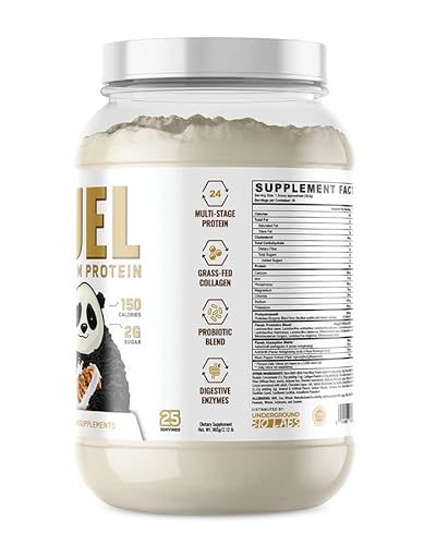 Panda Fuel: Premium Protein Whey Isolate, Grass-Fed Hydrolyzed Collagen,Casein & Egg Protein, Probiotics,Enzymes, 30G Serving,Keto-Friendly,25 Servings (Cookies & Cream, 2.5Lb) #TOP3
