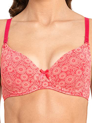 Image of Jockey 1245 Women's Under-Wired Padded Super Combed Cotton Elastane Stretch Multiway Styling T-Shirt Bra with Detachable Straps (Colors & Prints May Vary)
