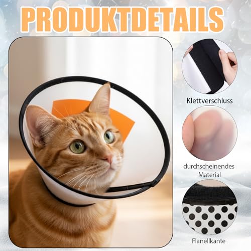 2 Stück Katzen Halskrause, Halskrause Katze, Schutzkragen für Katzen und kleine Hunde, Postoperative Wundschutz, Verhindert Lecken und Kratzen, Leichtes und bequemes Design