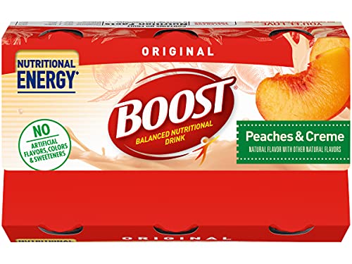 BOOST Original Balanced Nutritional Drink, Nutritional Energy with Protein, Vitamins & Minerals (6 Count (Pack of 1), Peaches & Creme)