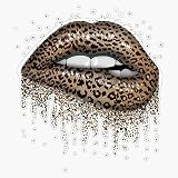 Womens Cool Lips Bite Kiss Me Leopard Print Cheetah Bumper Sticker Vinyl Decal 5'