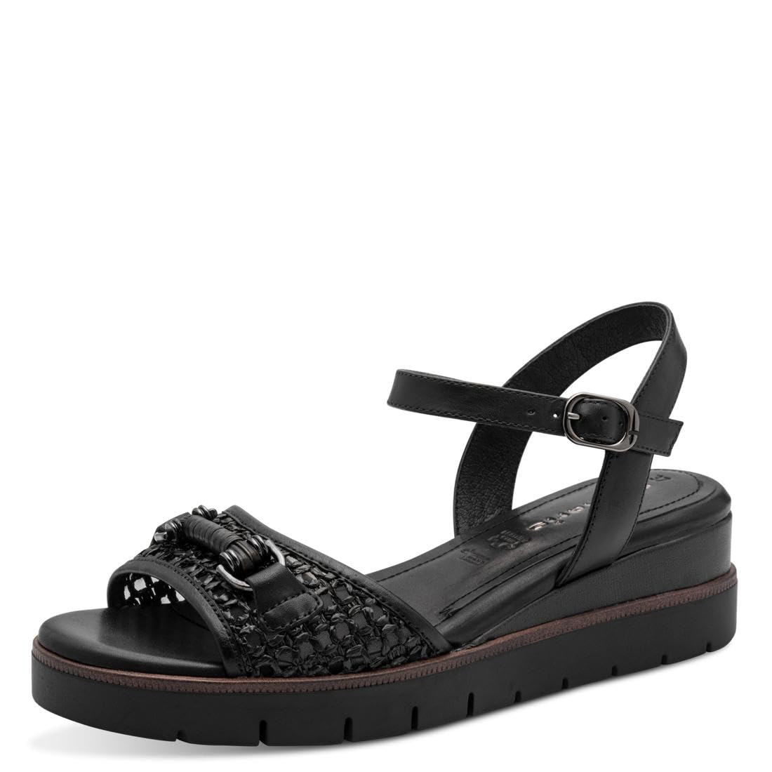 Tamaris Women’s sandal with wedge heel black 7.5 UK