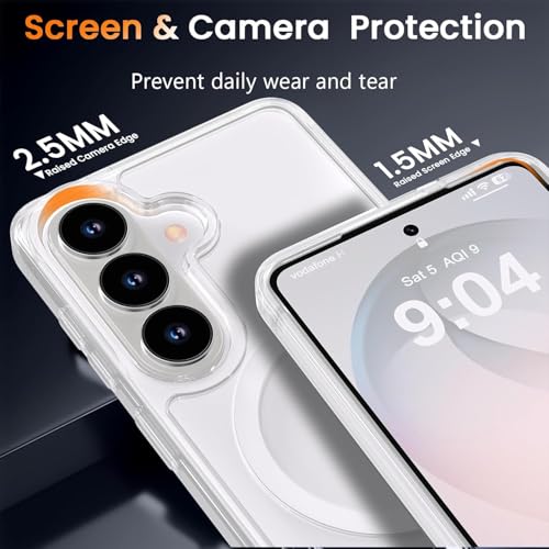 Image of Xmon Hybrid Shockproof MagSafe Compatible Case for Samsung Galaxy S26 Plus 5G, Transparent Hard PC Back Bumper, Slim Protective Phone Cover
