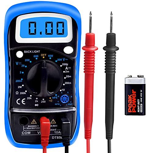 Axfer Digital Multimeter with DC AC Voltmeter, Volt Amp Ohm Test Meter Measures Voltage, Current, Resistance, Continuity Test Diode Tester for Household Outlet Automotive Battery Test with Kickstand