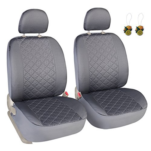 Leader Accessories Auto Universal Car Truck Seat Covers 2 Fronts Grey - Diamond Stitch Design Low Back