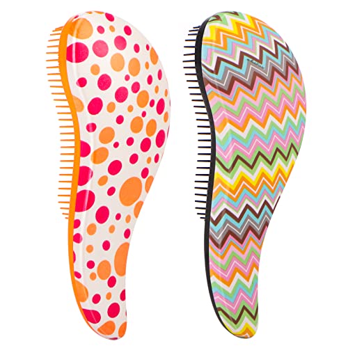 2pcs Detangling cepillo, Segbeauty masaje cepillo de pelo enredado peine aplicar para mojado seco cabello rizado para mujeres hombres adultos niños (Círculos y ondas) Cover