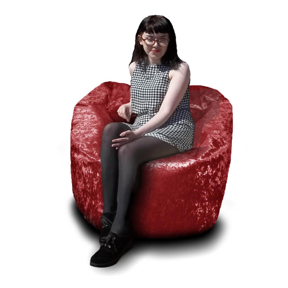 Crushed Velvet Beanbag Classic Pear-shaped Gaming Bean Bag Seat. Filling included. (Red, XL (80x80x110cm))