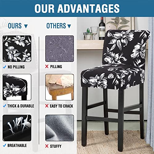 H.versailtex Bar Stool Cover Pub Counter Stool Chair Slipcover For Dining Room Cafe Bar Stool Slipcovers Stretch Floral Removable Washable Bar Stool Seat Covers For Hotel, Ceremony (2 Pack, Black) #TOP3