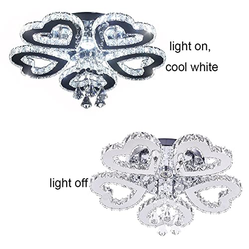 Winretro Modern 5 Heart Ring Crystal Chandelier Led Ceiling Light Fixtures Stainless Steel Pendant Lighting Hanging Lamp For Bedroom Living Room Dinning Room Foyer(Cool White) White #TOP5