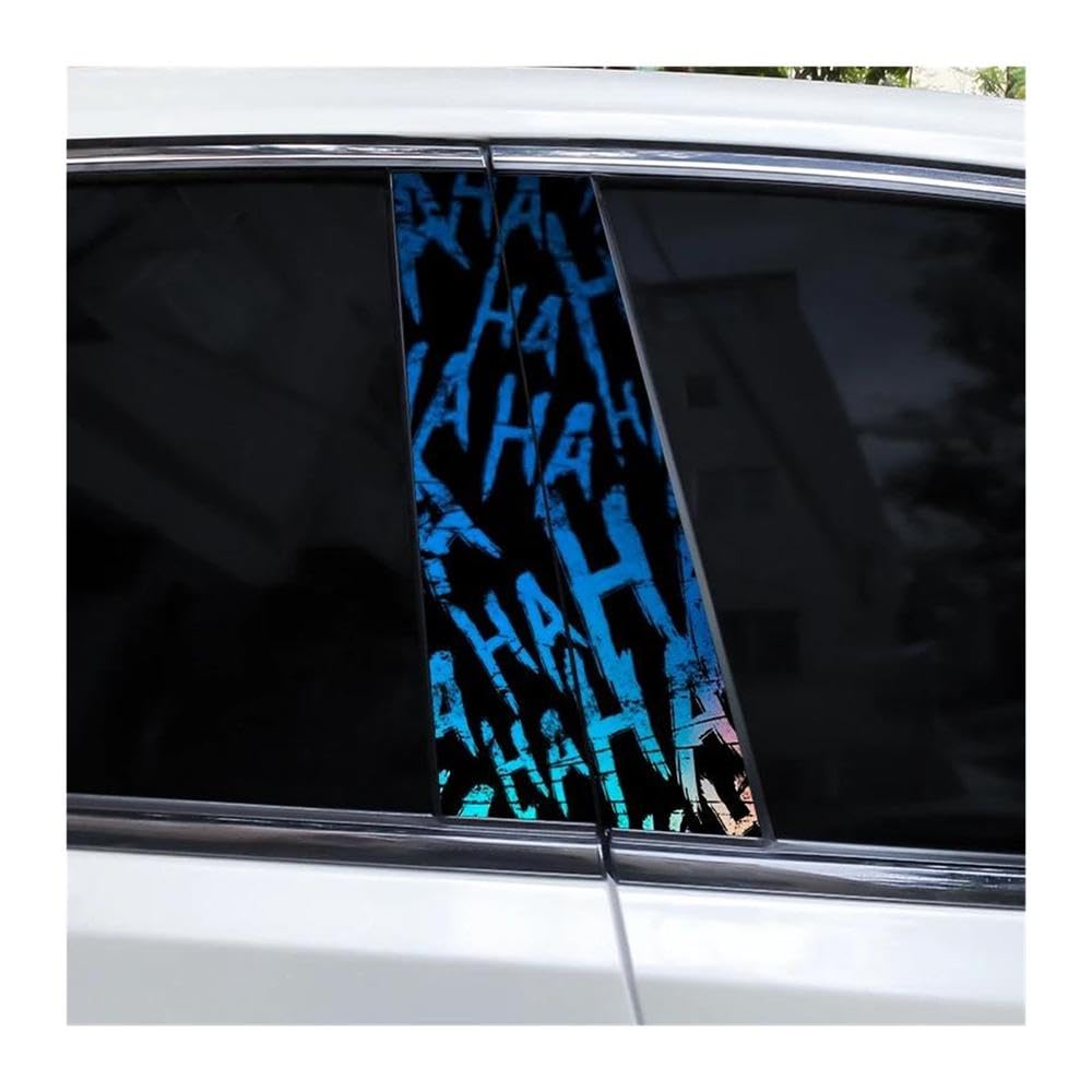 Decorative Items 2pcs Hahaha Car B Pillar Decal Car Door Post Decorative Stickers Fun and Funny(B)