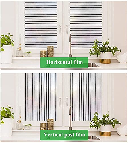 Image of WISDOM Privacy Window Film Frosted Glass Film Static Cling Glass Film No Glue Anti-UV Window Sticker Non Adhesive for Privacy Office Meeting Room Bathroom Living Room (Stripe Frosted, 24 x 136 inch)