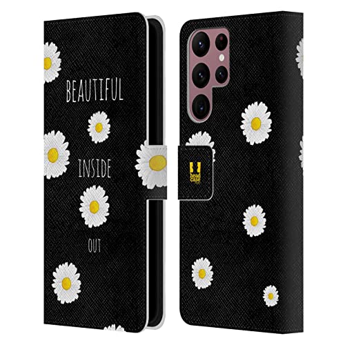 Étui Portefeuille en Cuir Galaxy S22 Ultra 5G antichoc avec rangements cartes et motif pâquerettes