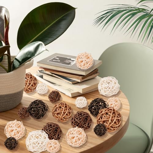 Guasslee DECORATIVE BALLS For Bowls Centerpiece, 24Pcs Wicker Rattan Balls Vase Fillers Potpourri Bowl Filler thumb #3