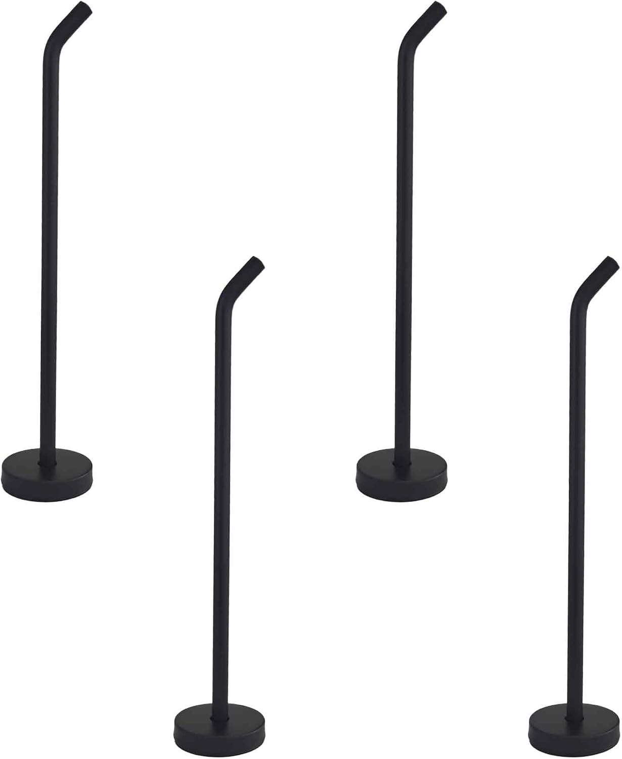 4PCS Wall Mount Single Hooks, 200mm/8” Long Nose Coat Hooks, Stainless Steel Heavy Duty Robe Hangers for Bathroom Kitchen Living Room Garage, Matte Black Towel Hook