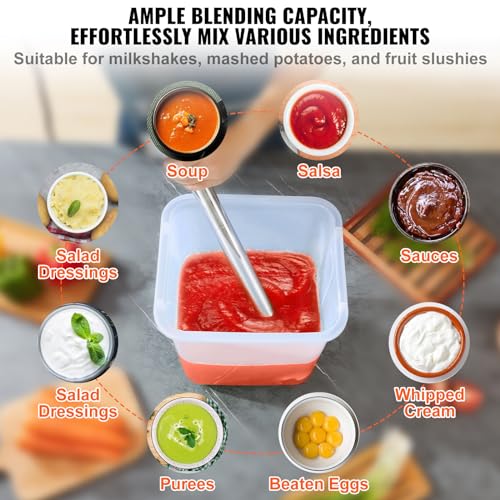 VEVOR Commercial Immersion Blender, 500 Watt 20Inch Heavy Duty Hand Mixer, Variable Speed Mixer with 304 Stainless Steel Blade, Multi-Purpose Portable Mixer for Soup, Smoothie, Puree, Baby Food image 6