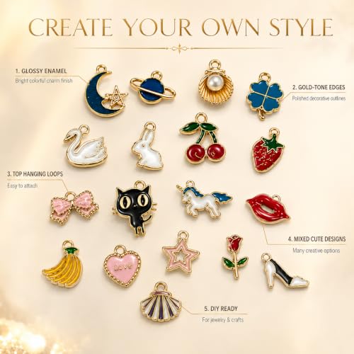 Image of Street27 DIY Jewelry Making Charms Set | Assorted Pendant Charms for Bracelets, Necklaces, Earrings, Keychains & Craft Projects | Mixed Designs for Jewelry Making Supplies