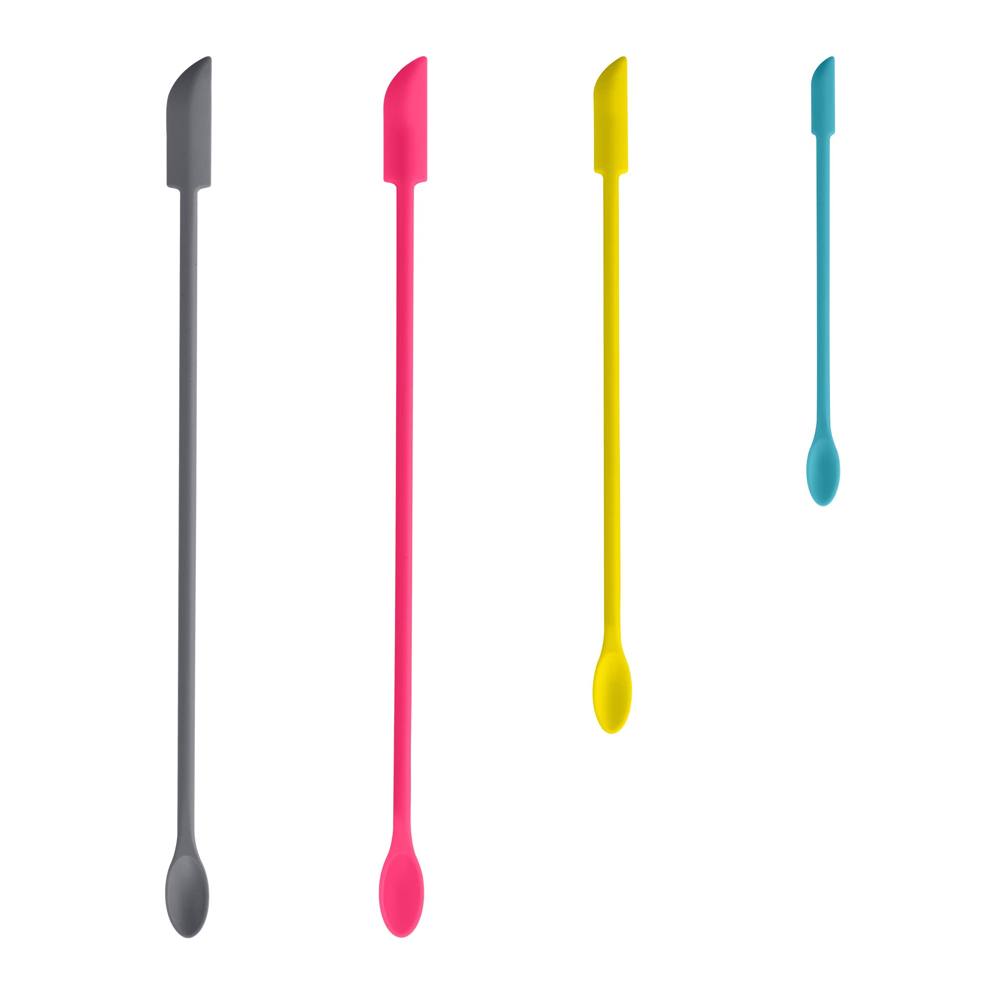 Mini Spatula Silicone Spatula 4pcs Set - Makeup Spatula Small Spatula for Cosmetics, Reusable Beauty Spatula Tiny Spatula, Thin Jar Spatula Food Scraper