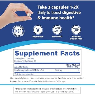 Florastor Probiotics for Digestive and Immune Health, 30 Capsules, Probiotics for Women & Men, Helps Flush Out Bad Bacteria, Boosts The Good with Our Unique Strain Saccharomyces Boulardii
