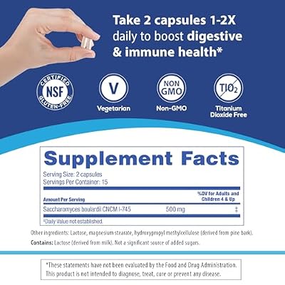 Florastor Probiotics for Digestive and Immune Health, 30 Capsules, Probiotics for Women & Men, Helps Flush Out Bad Bacteria, Boosts The Good with Our Unique Strain Saccharomyces Boulardii