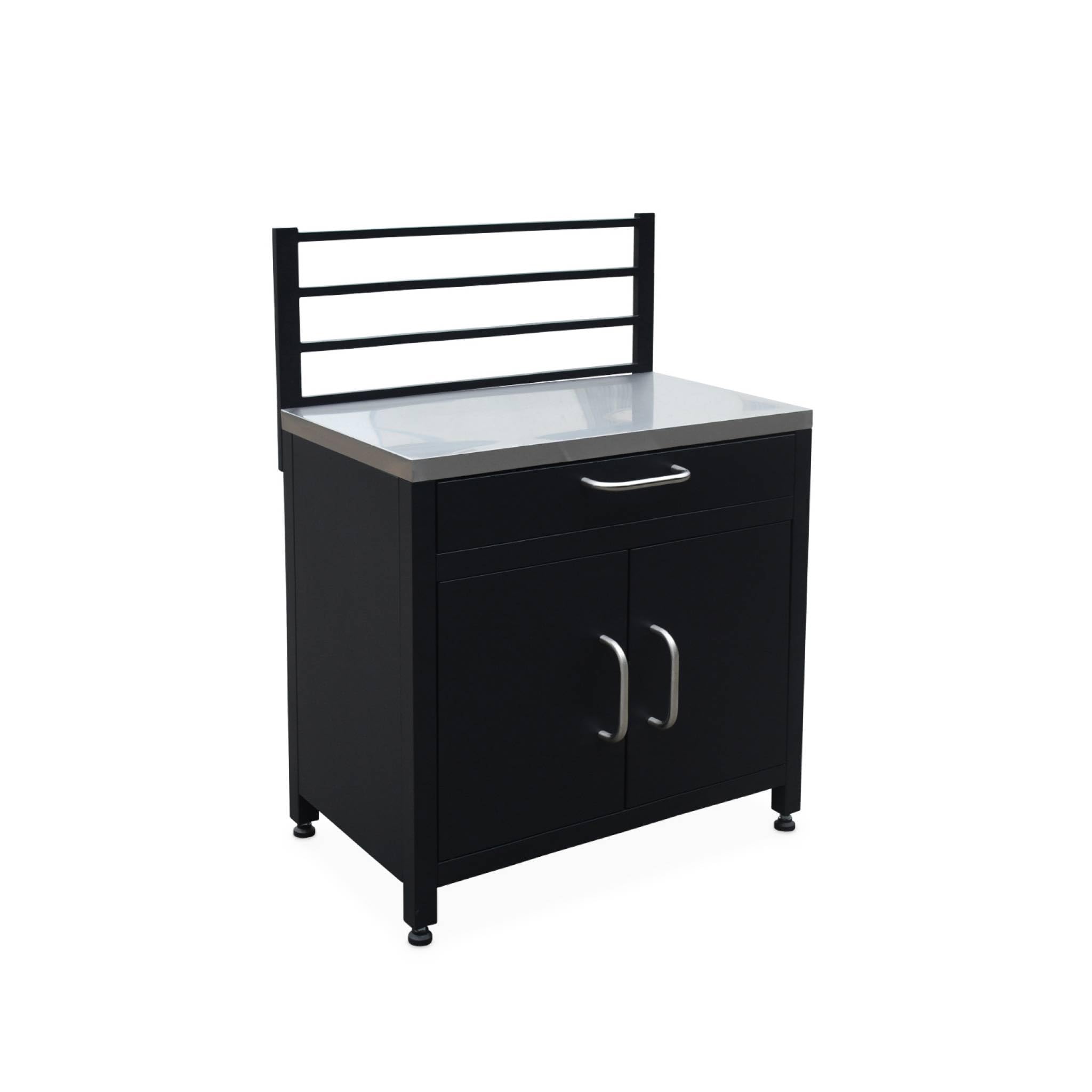 sweeek - Meuble de cuisine extérieure en acier avec 1 tiroir et 2 portes et 1 grille de suspension L80