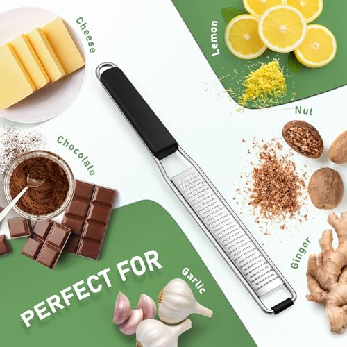 Diboniur Grattugia Limone Scorza, Grattugia Manuale per Formaggio Parmigiano Agrumi Zenzero Cioccolato Frutta Secca, Acciaio Inossidabile, con Coperchio Protettivo e Spazzola per la Pulizia - immagine 3