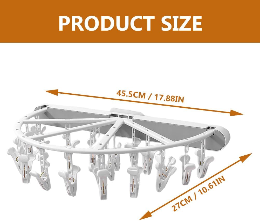 Cabilock Round Folding Sock Drying Rack Multiple Clip Hanger for Socks Underwear Towels Gloves Space-Saving Folding Drying Rack for Home Laundry Storage
